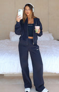 White Fox Test Drive Wide Leg Sweatpants Dark Navy