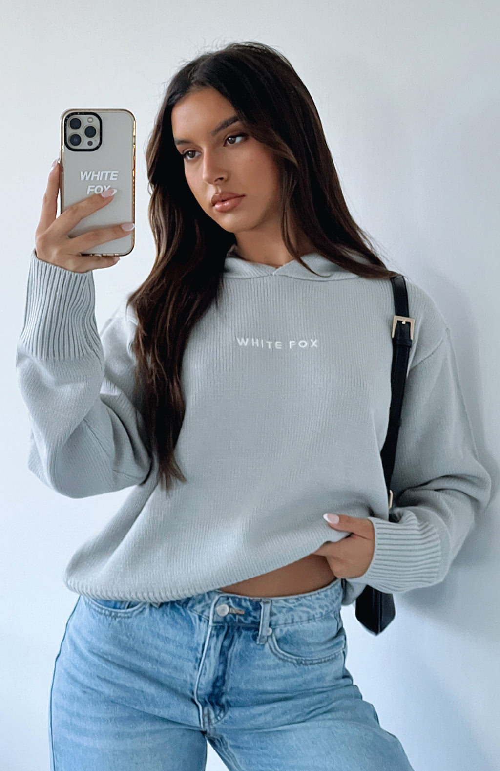 White Fox It's Cool Knit Hoodie Light Grey