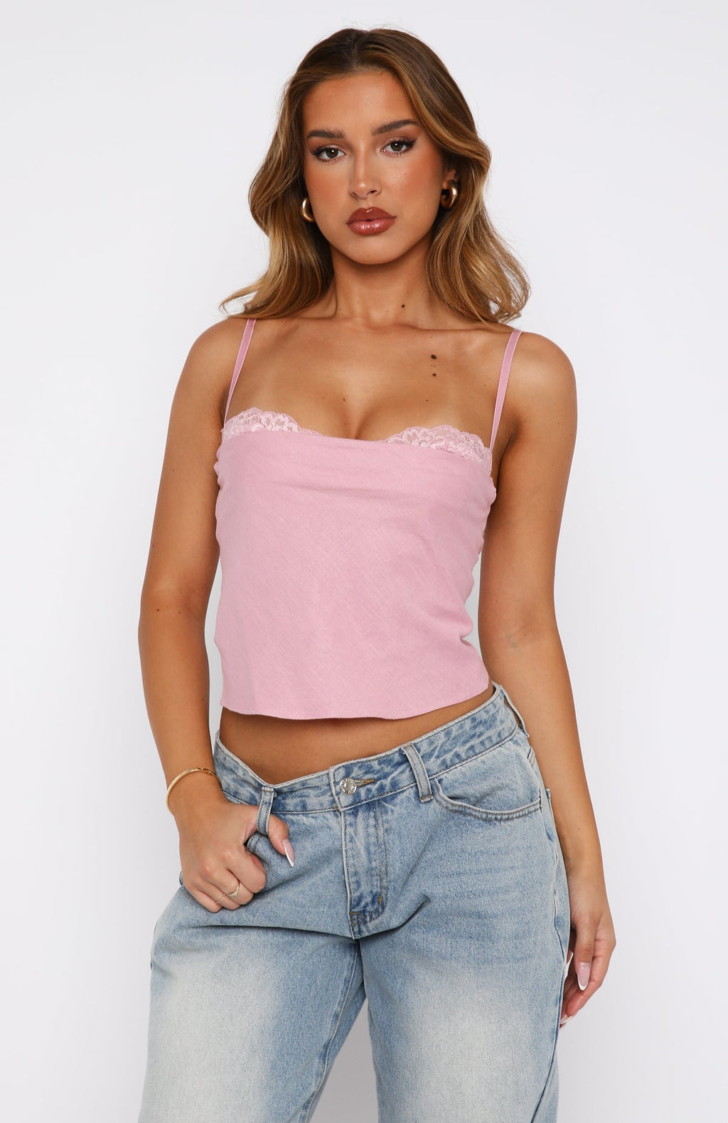 White Fox Tell Me All About It Top Pink