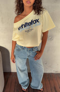 White Fox I've Got That Feeling Boxy Off Shoulder Tee Lemon