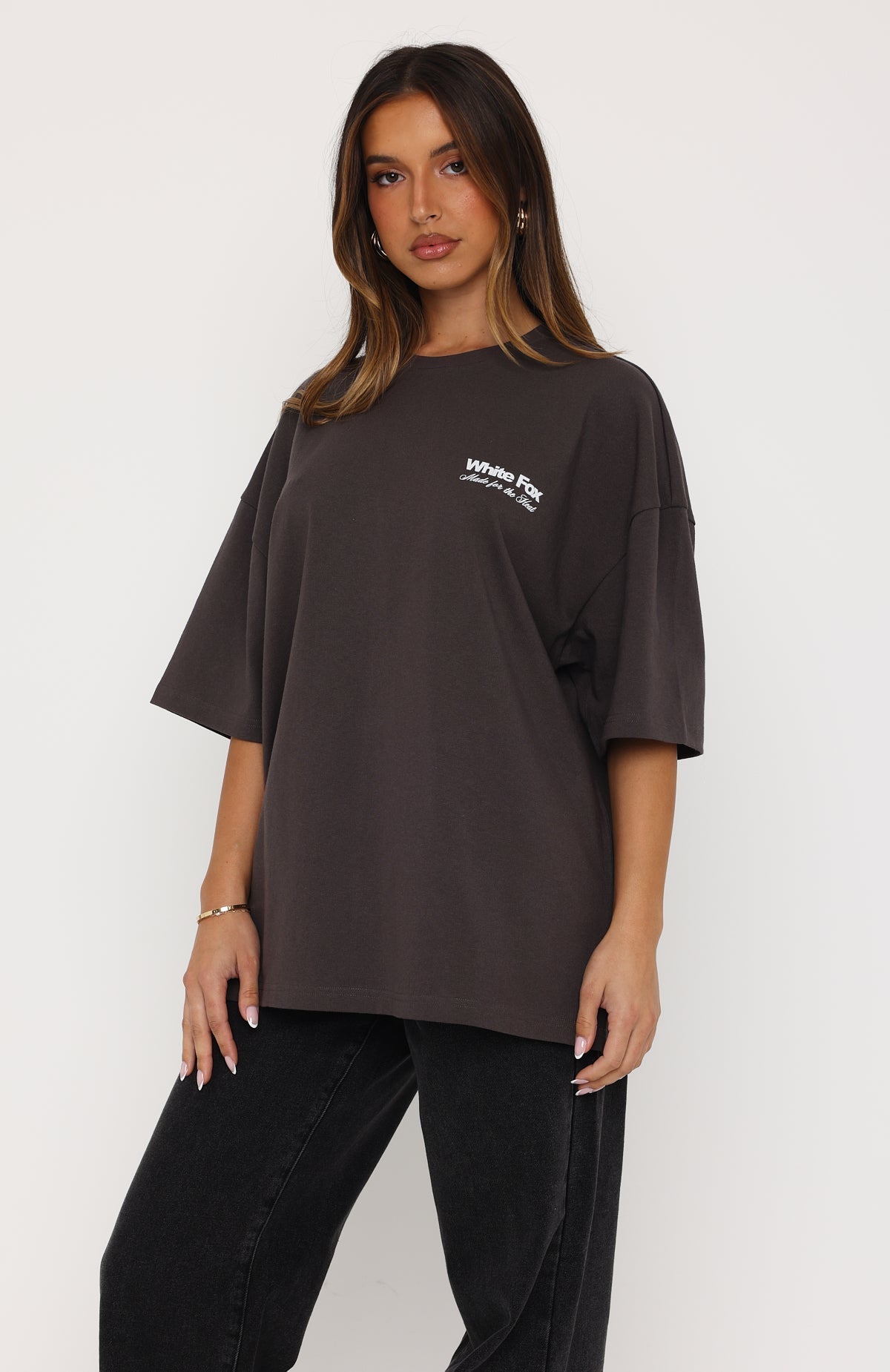 White Fox Made For The Heat Oversized Tee Charcoal