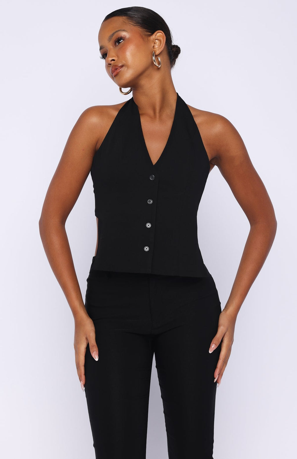 White Fox All I Needed Halter Top Black