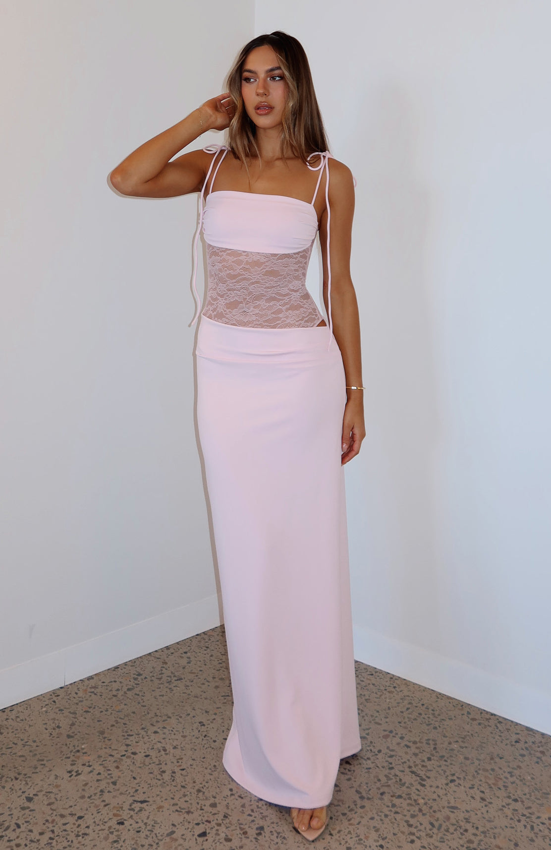 White Fox Compliment Me Maxi Dress Baby Pink