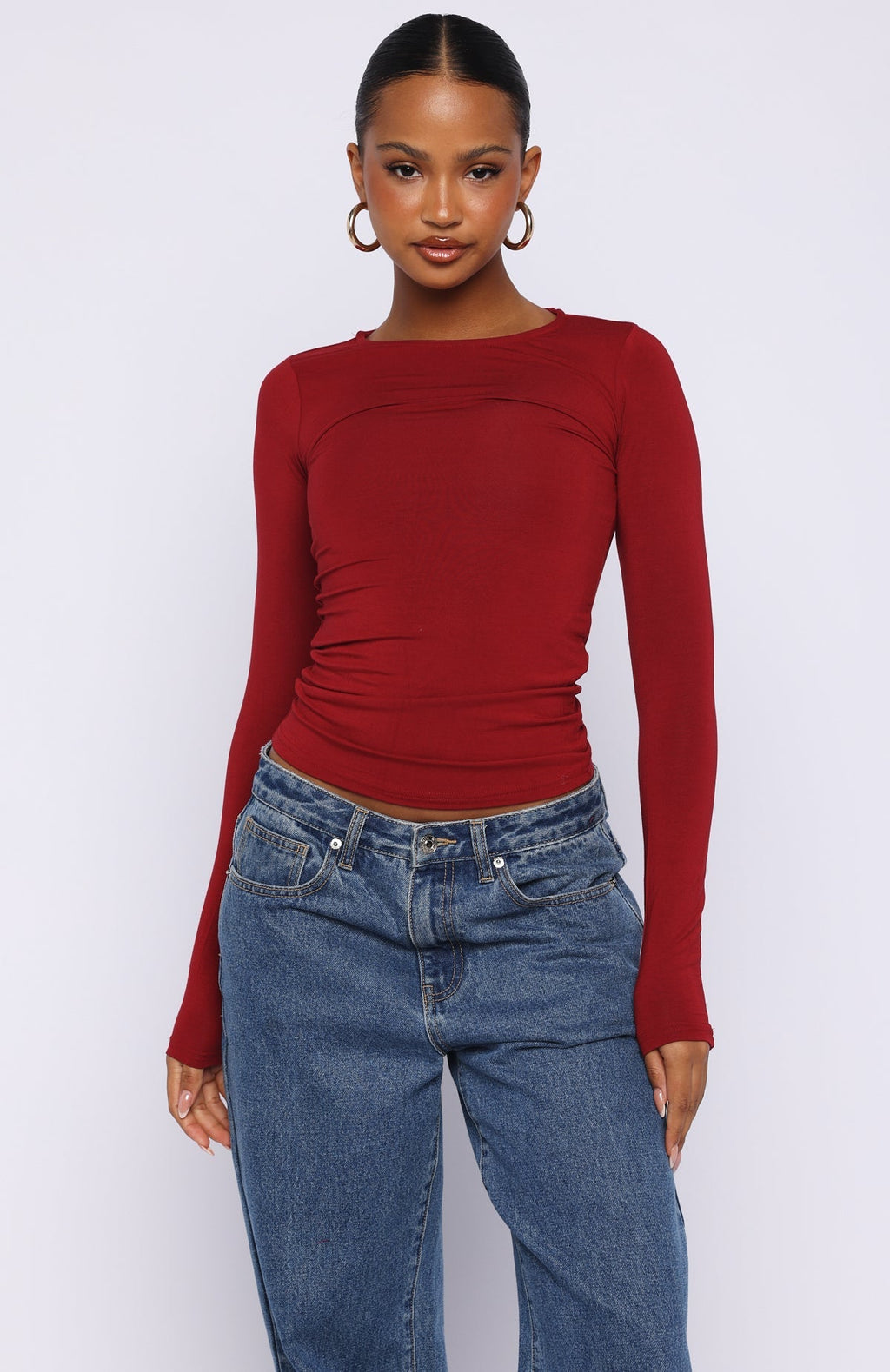 White Fox Only For Tonight Long Sleeve Top Wine