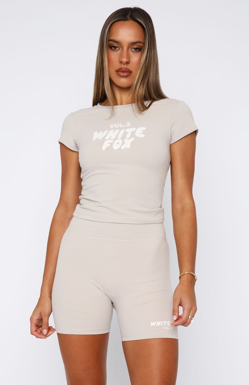 White Fox Offstage Fitted Baby Tee Moon