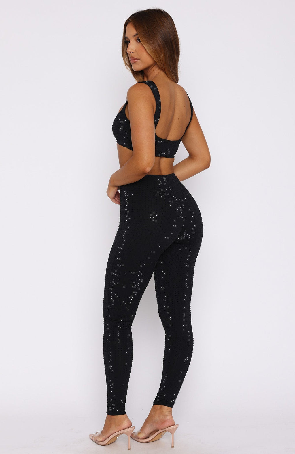 White Fox Running Late Embellished Pants Black