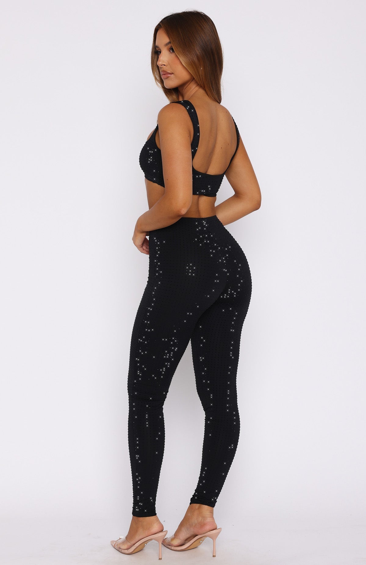 White Fox Running Late Embellished Pants Black