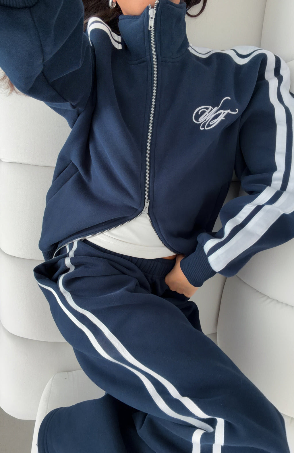White Fox Studio 17 Odessa Oversized Zip Jacket Navy