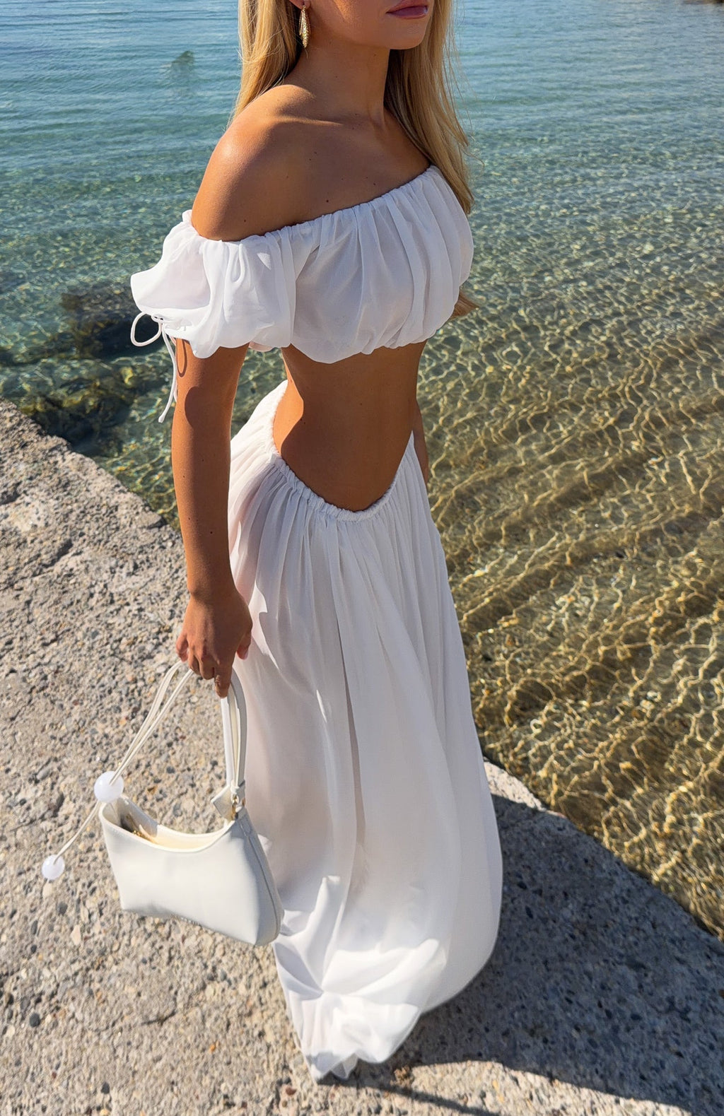 White Fox Flounce Flirt Maxi Skirt White