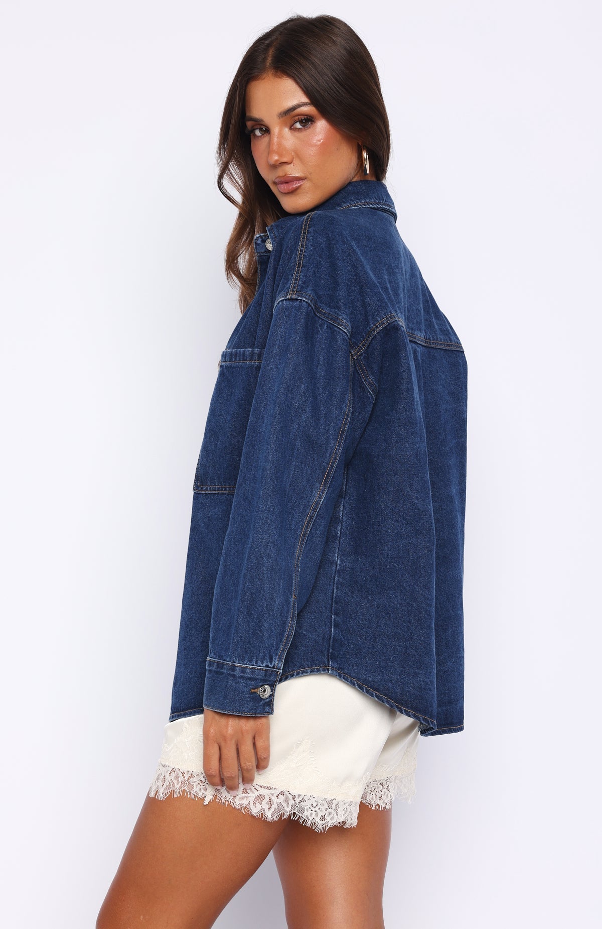 White Fox Freedom Of Love Denim Shirt Dark Blue