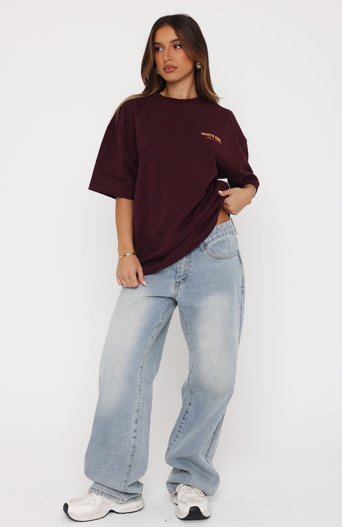 White Fox Give It Time Oversized Tee Plum