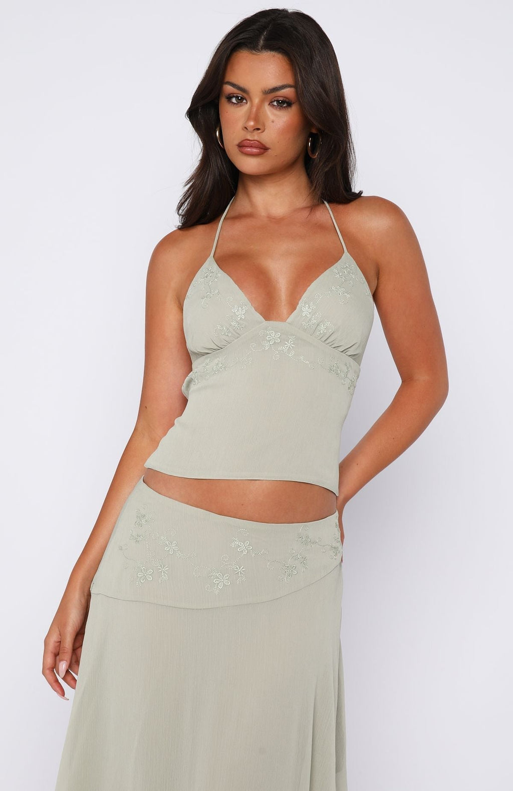 White Fox Hidden Grace Cami Top Sage