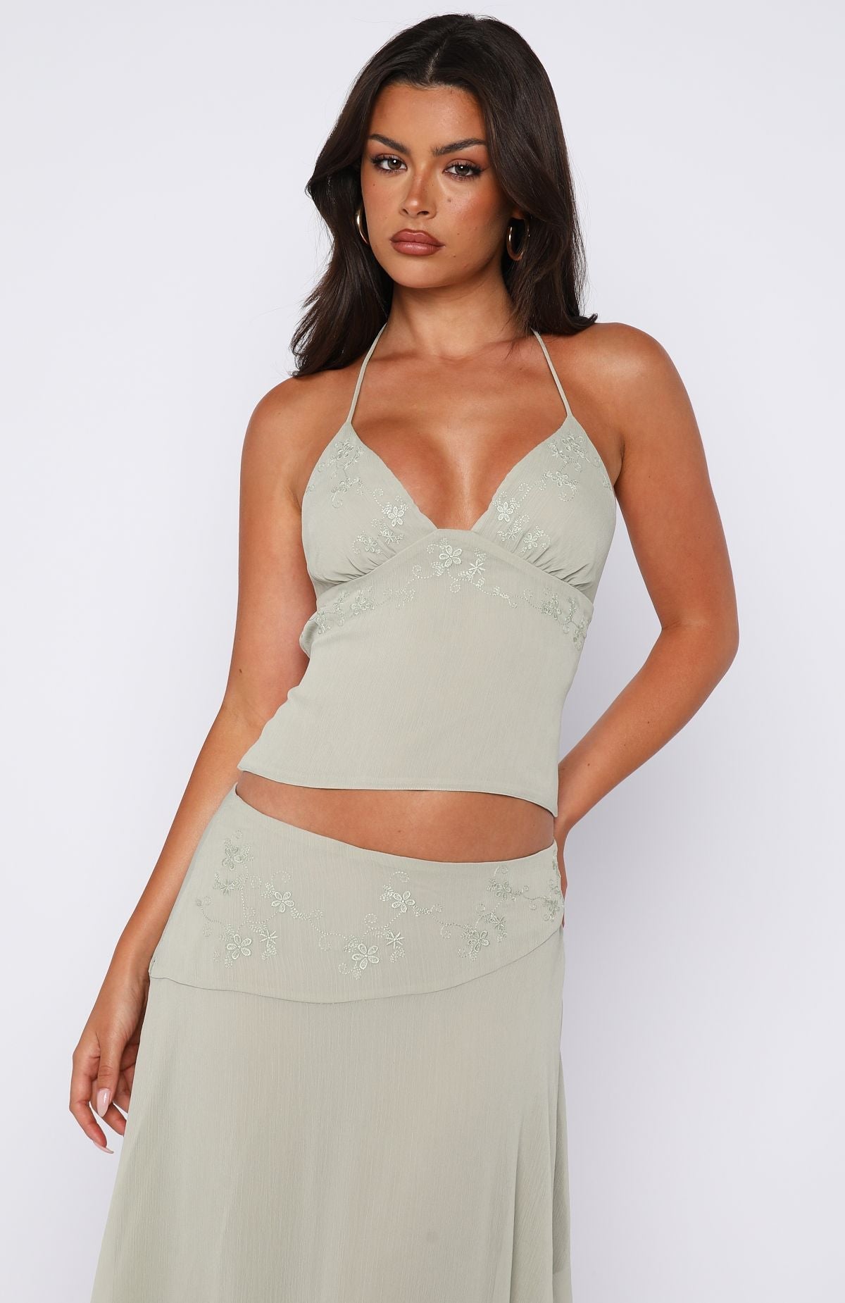 White Fox Hidden Grace Cami Top Sage