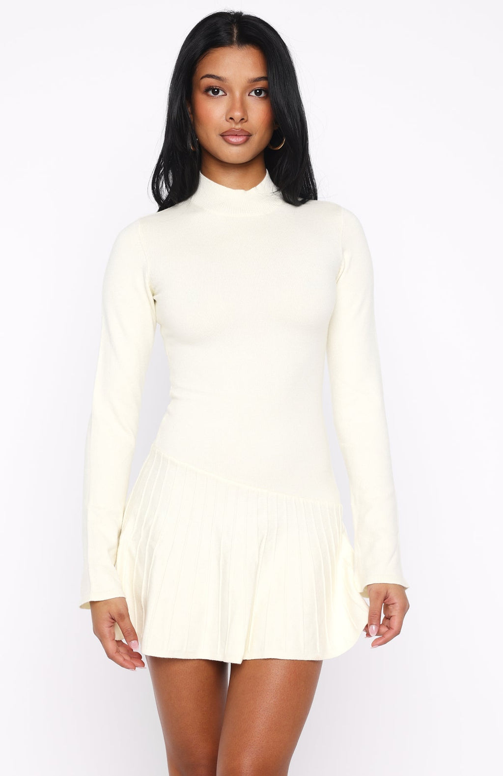 White Fox Forever Her Long Sleeve Mini Dress White