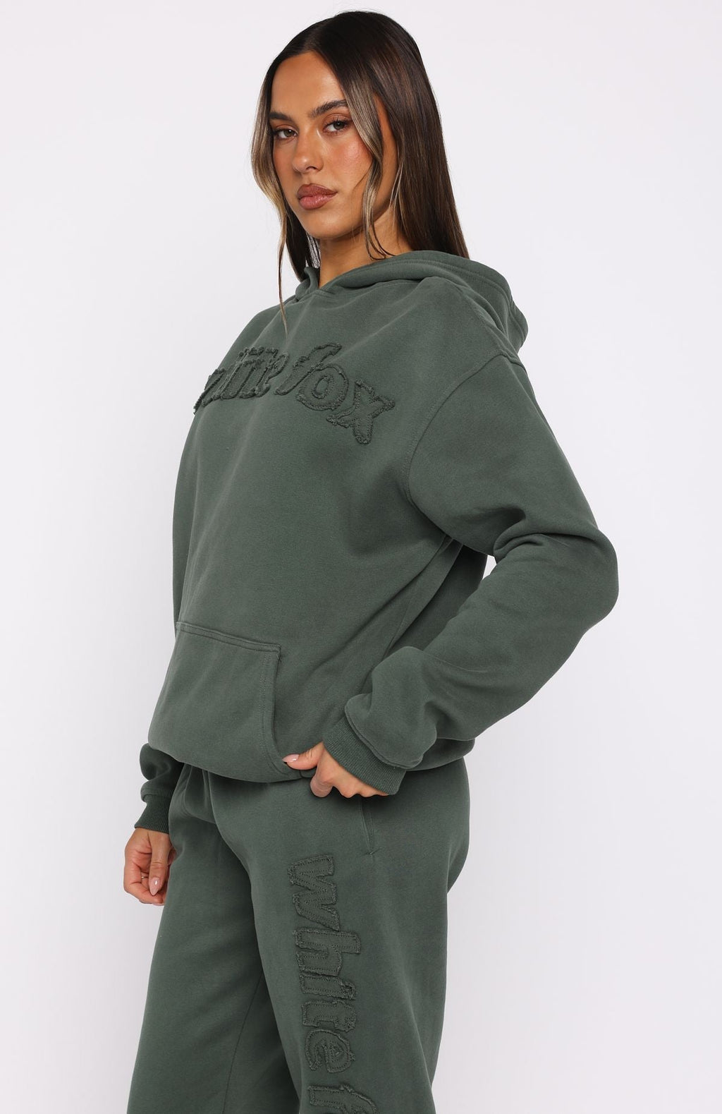 White Fox From The Archives Lexi Oversized Hoodie Khaki