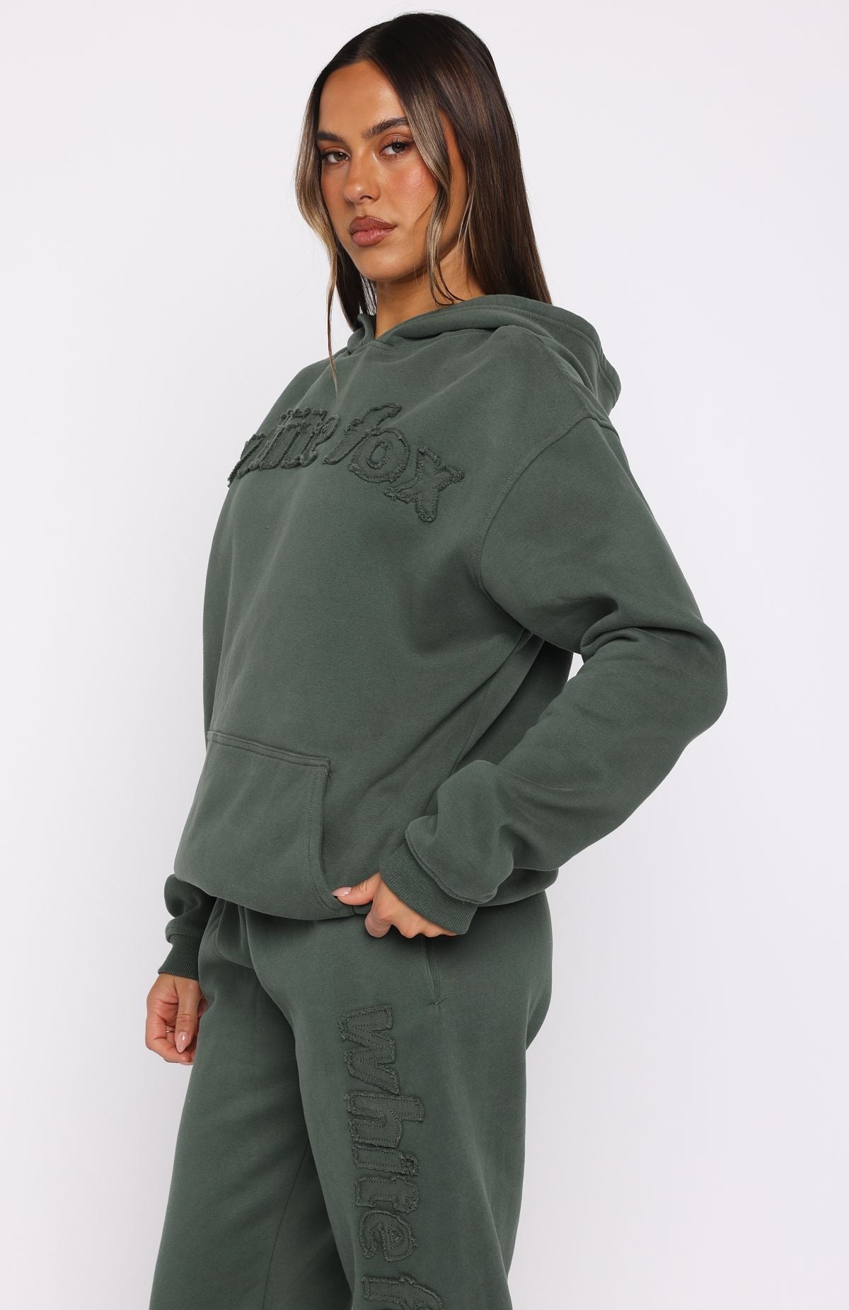 White Fox From The Archives Lexi Oversized Hoodie Khaki