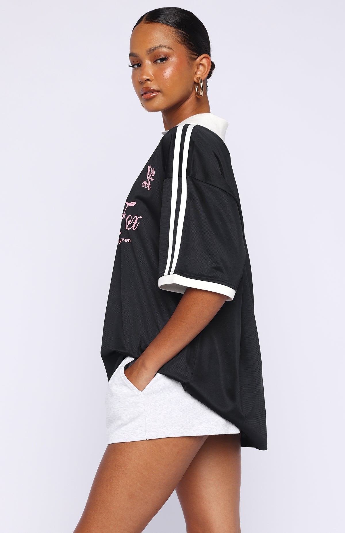 White Fox Stolen Glances Oversized Jersey Black