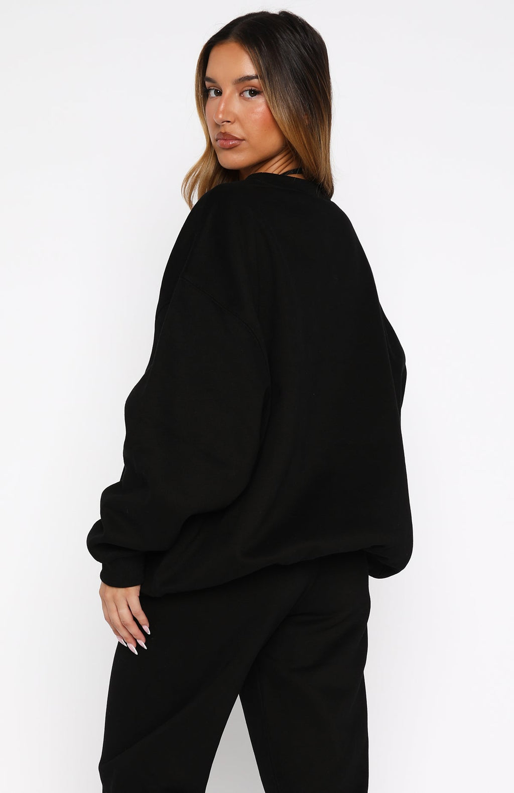 White Fox Test Drive Oversized Sweater Black