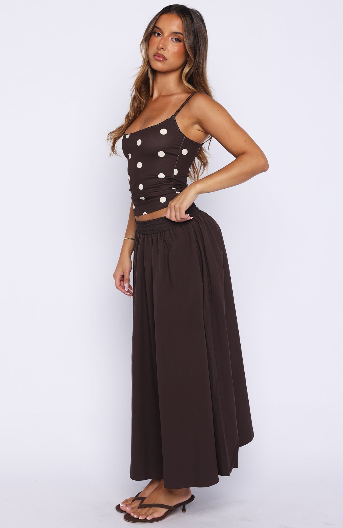 White Fox Lost In Your Love Maxi Skirt Chocolate