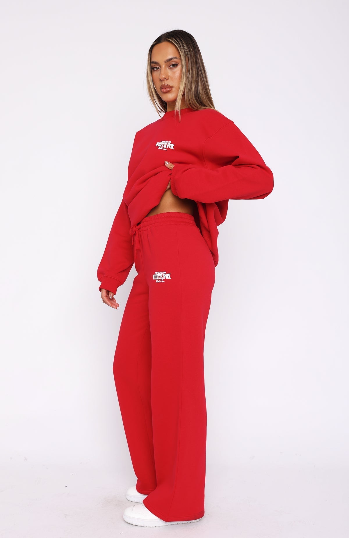 White Fox Capsule 9 Rodeo Crew Wide Leg Sweatpants Red