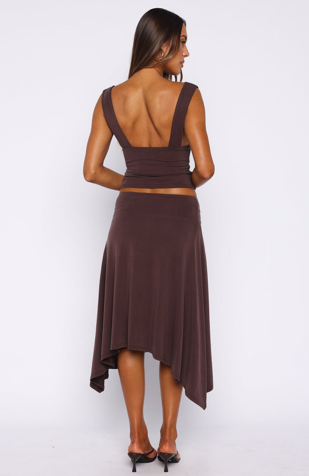 White Fox Tropic Drift Midi Skirt Chocolate