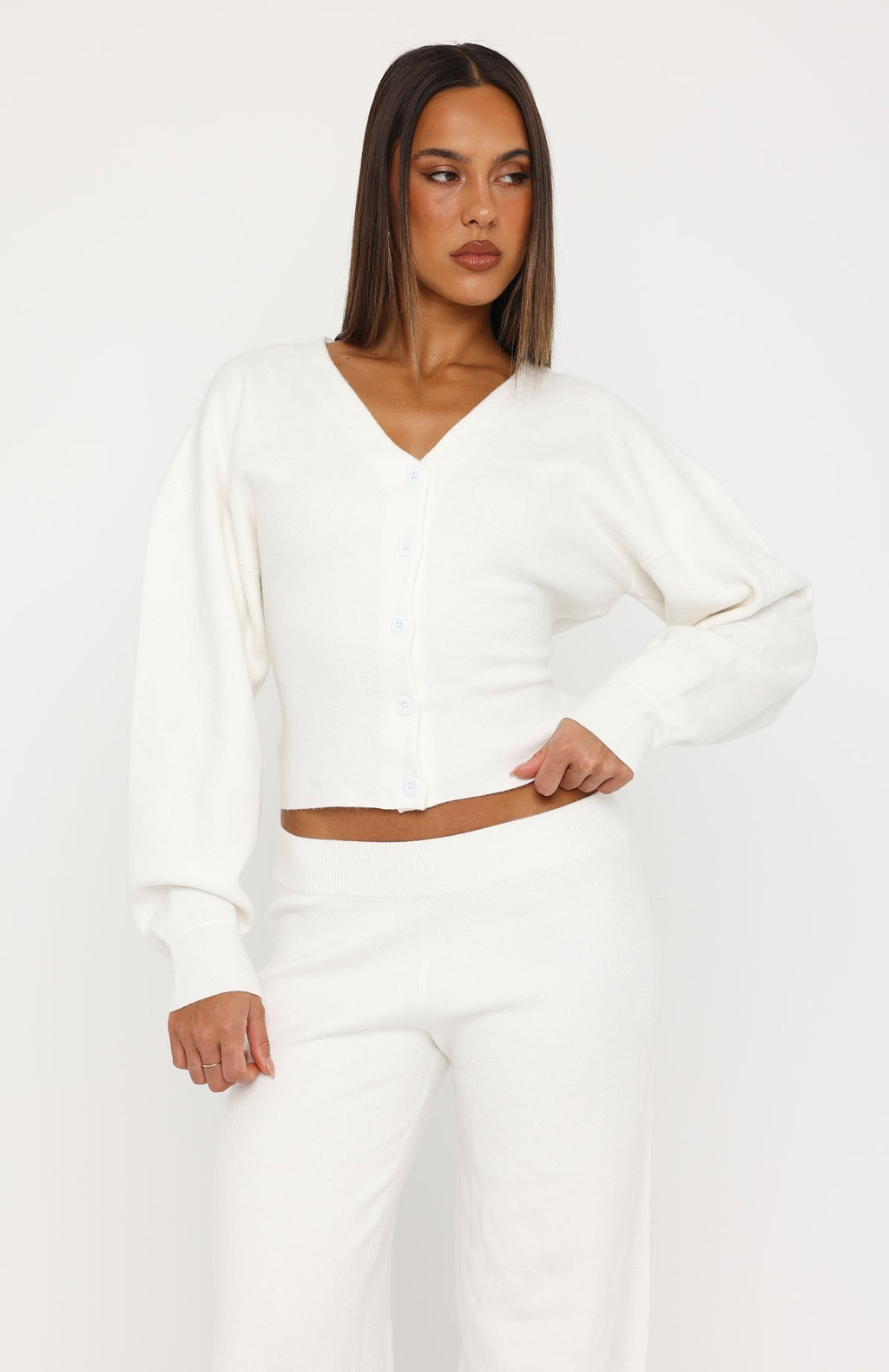 White Fox Kassandra Knit Cardigan Off White