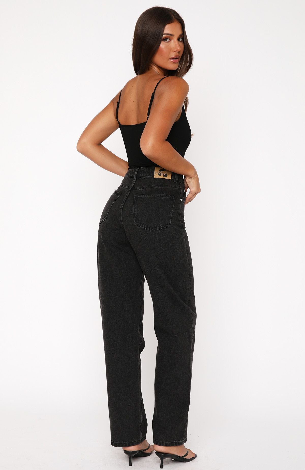 White Fox One Call Away High Rise Straight Leg Jeans Vintage Black Wash