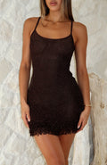 White Fox Keeping Me Awake Knit Mini Dress Chocolate