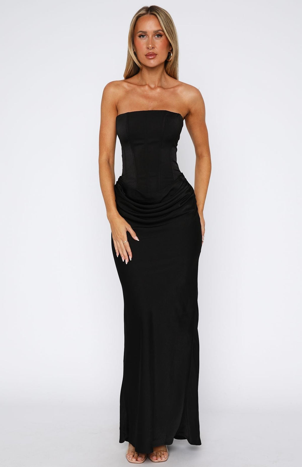 White Fox Love This Feeling Maxi Dress Black
