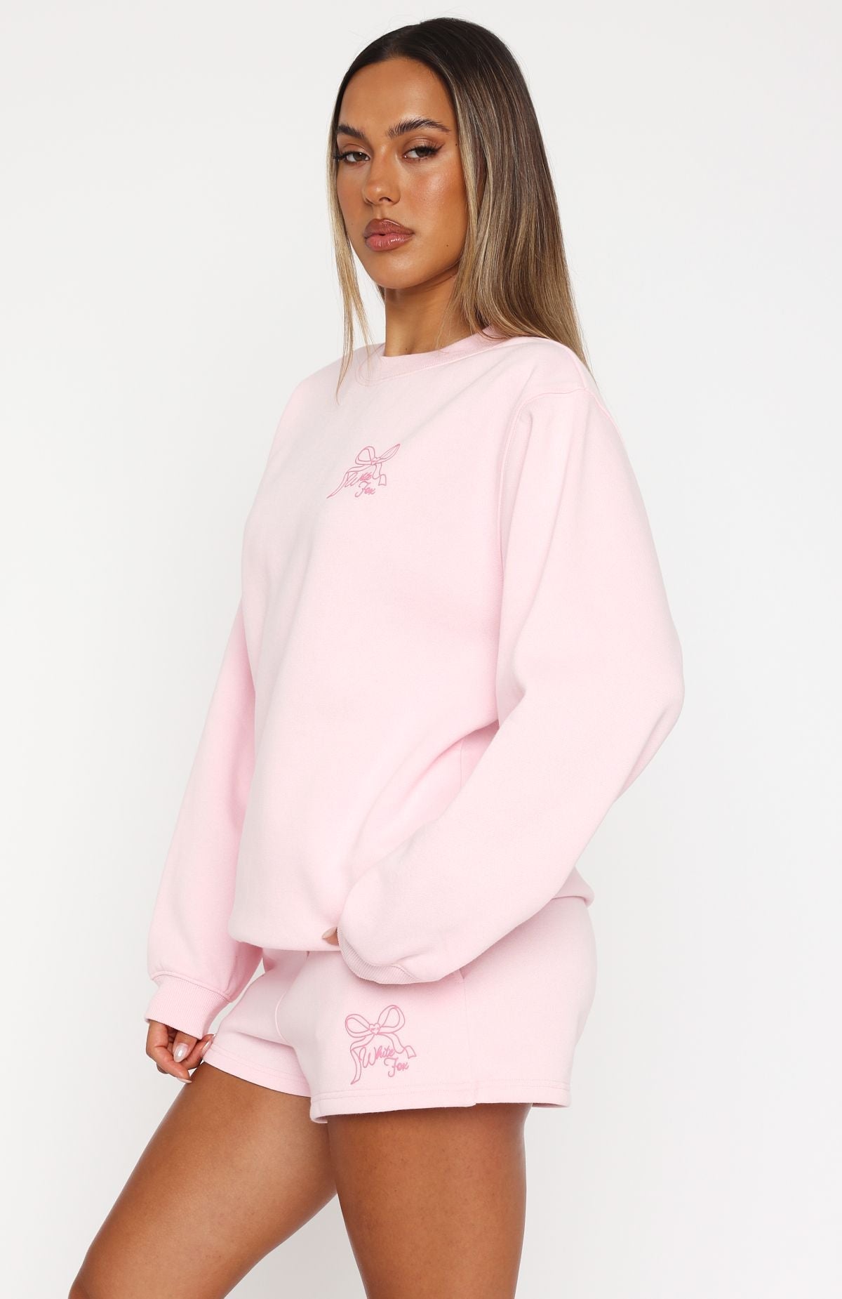 White Fox Love You Forever Oversized Sweater Pink