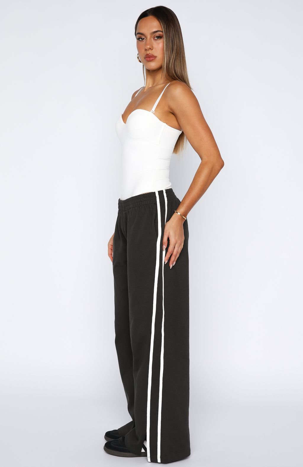 White Fox Make Me Promises Pants Charcoal