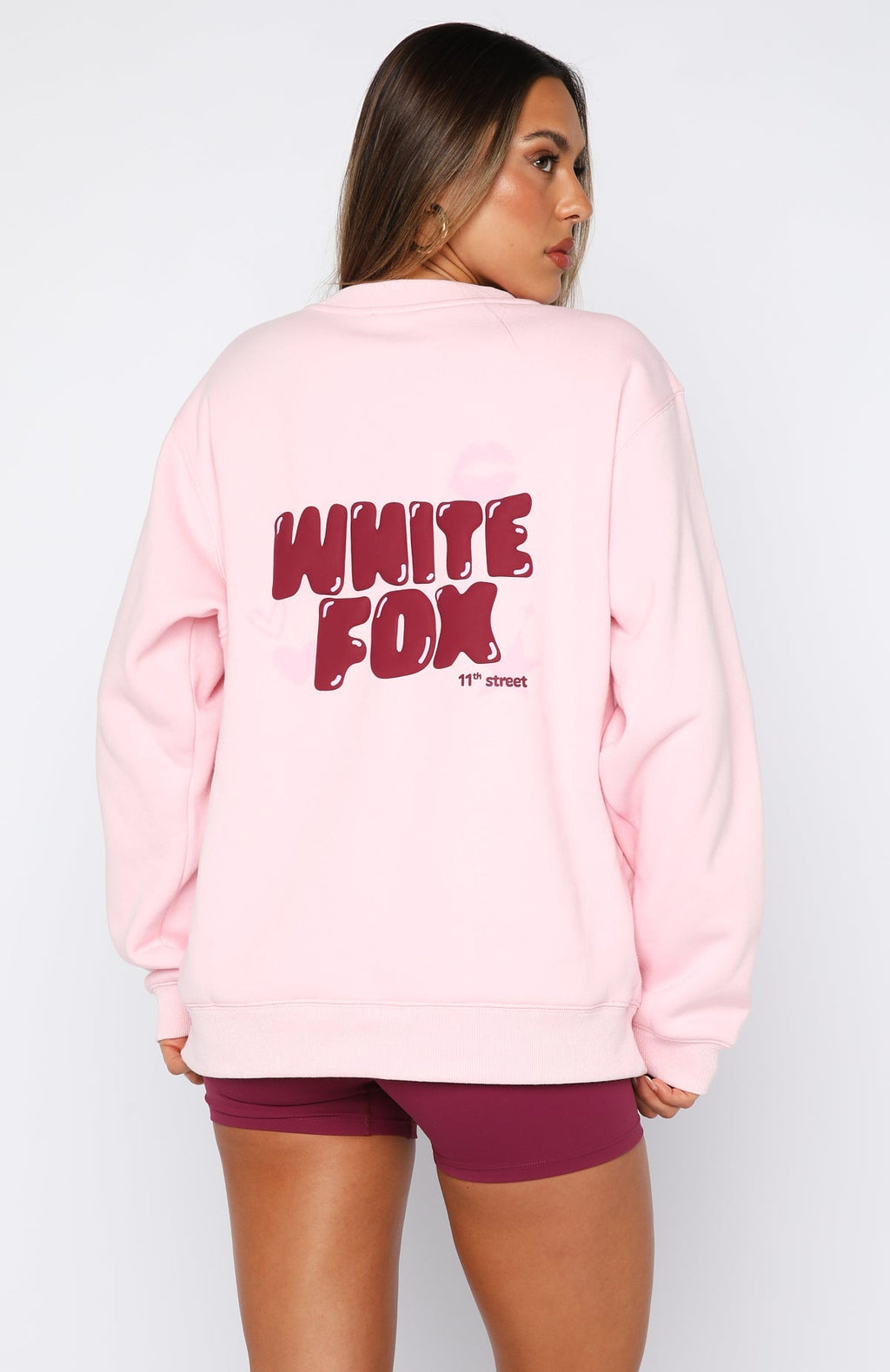 White Fox 11th Street Sweet Kisses Oversized Sweater Pink Sugar