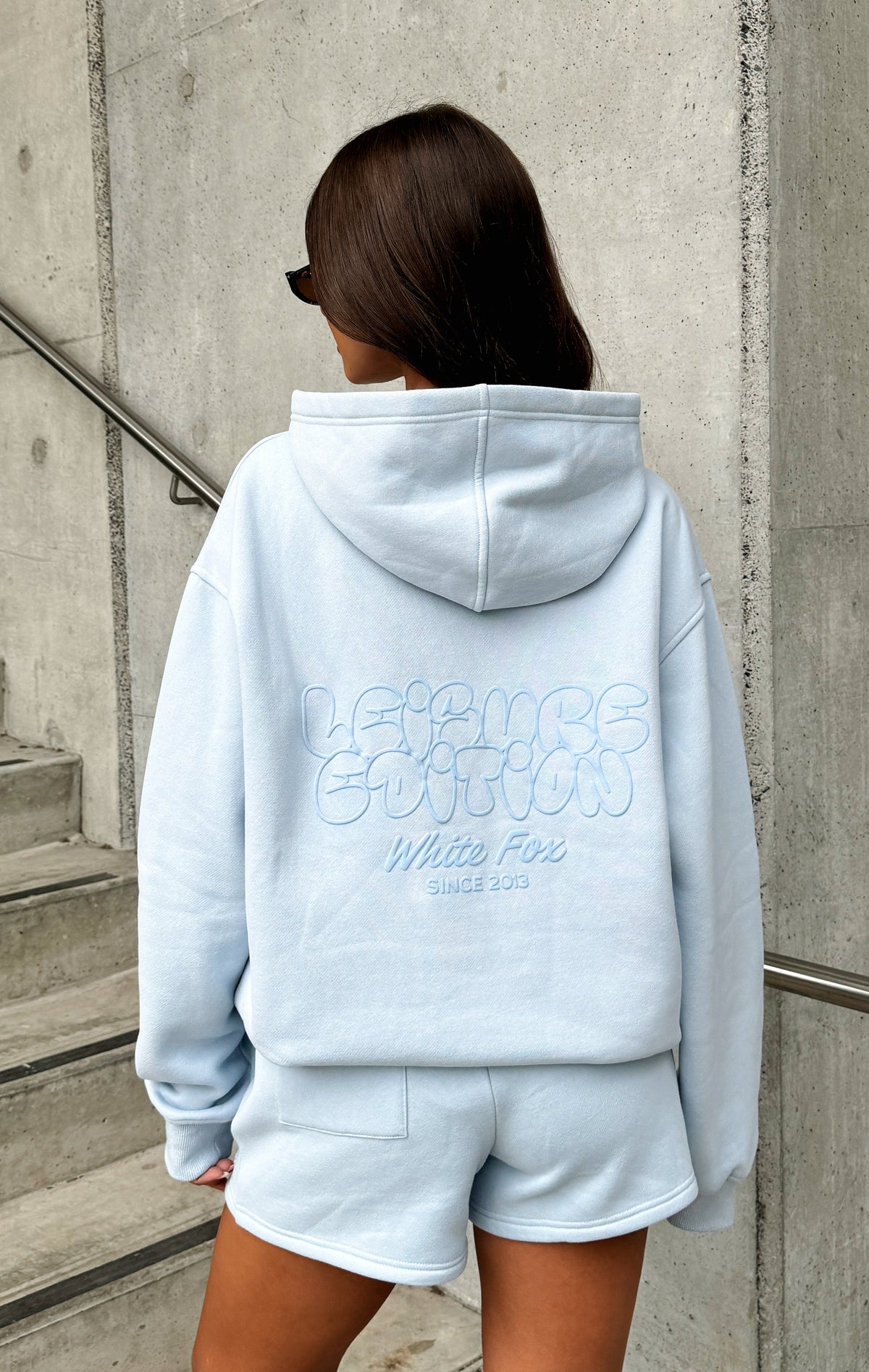 White Fox Leisure Edition Oversized Hoodie Baby Blue