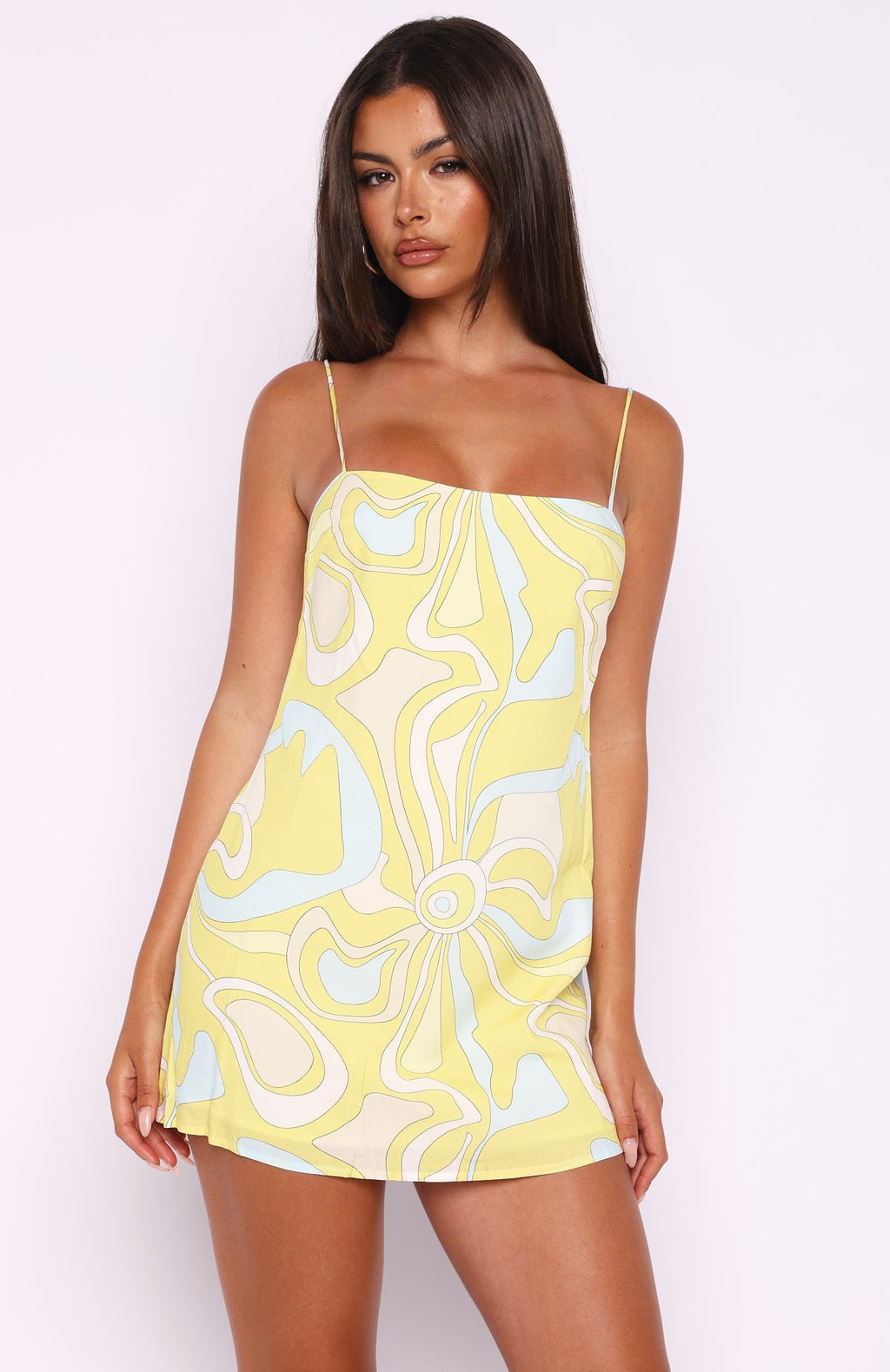 White Fox Never Lost Cami Shift Mini Dress Lemontini Fizz
