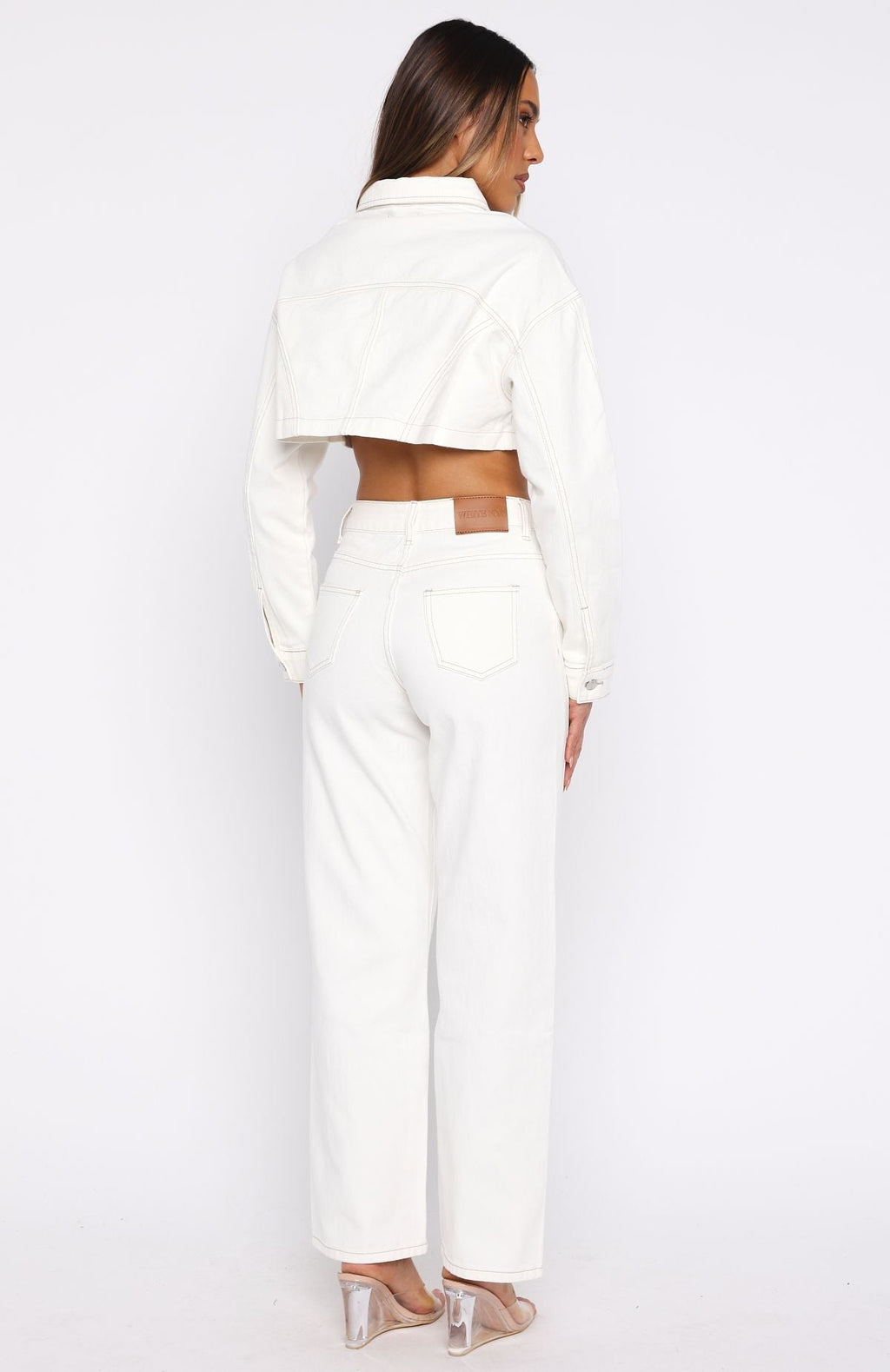 White Fox Did You Miss Me Mid Rise Straight Leg Jeans Off White