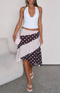 White Fox Offline Forever Midi Skirt Choc/Cream Polka Dot