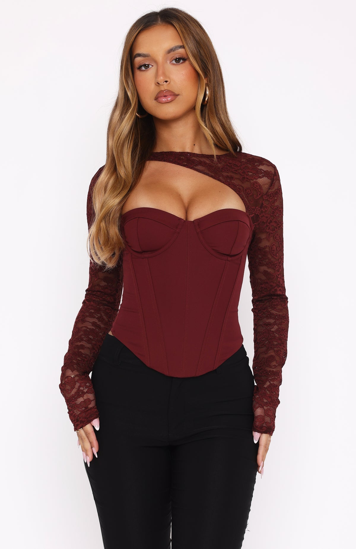 White Fox Boy's Cry Long Sleeve Bustier Wine