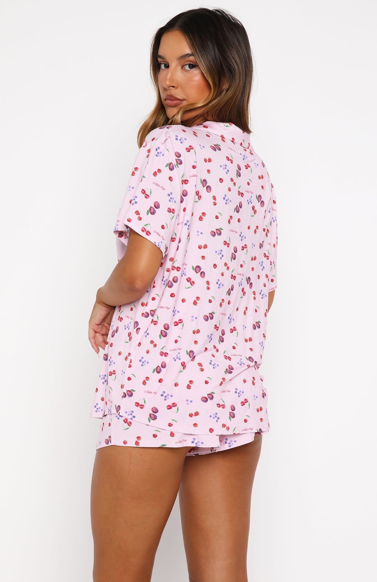 White Fox Dreamscape Printed Pyjama Set Pink Berries