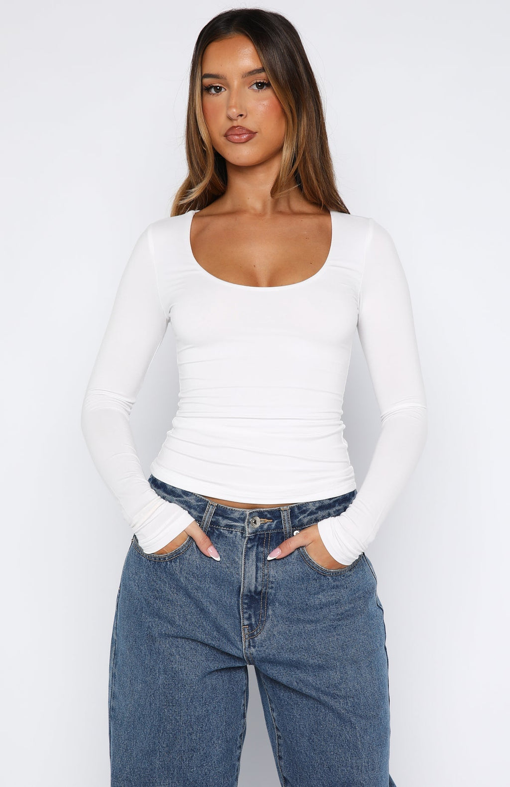 White Fox Whisper To You Long Sleeve Top White