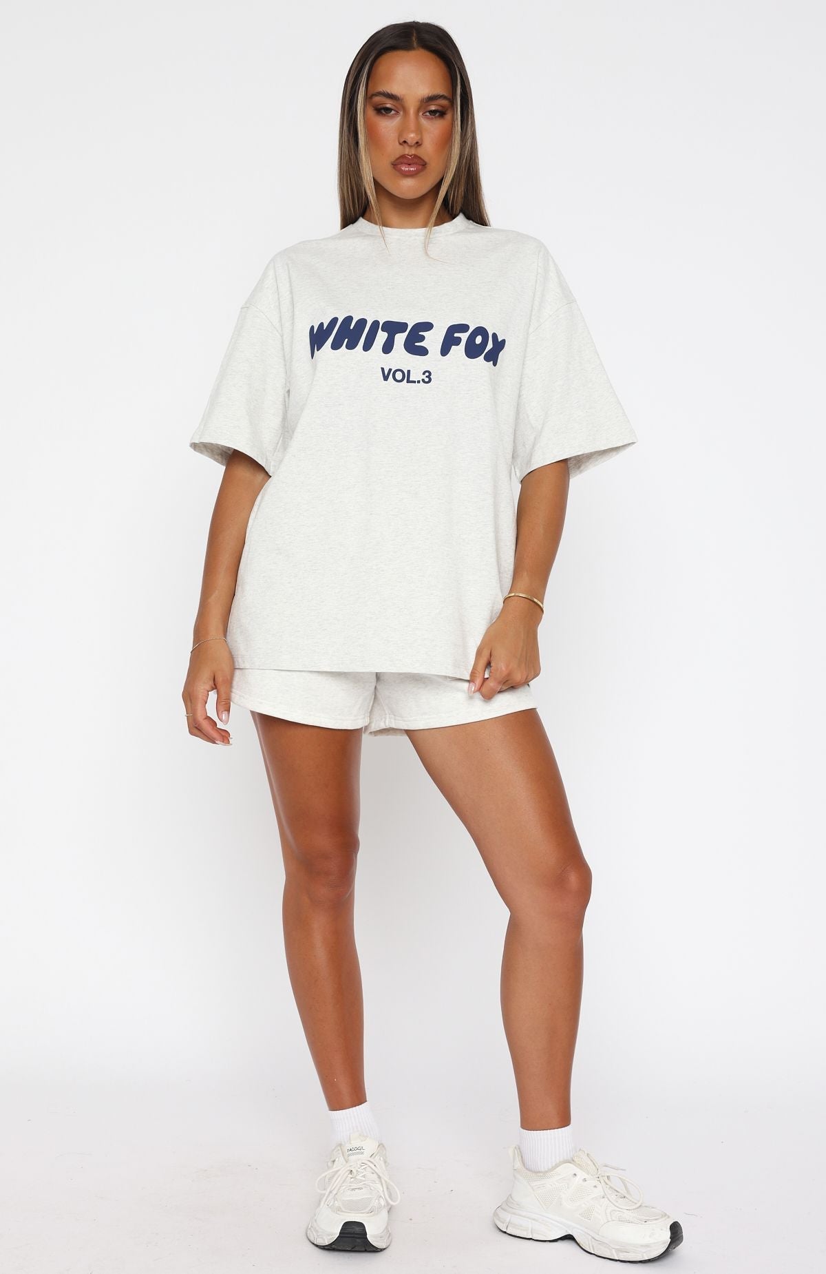 White Fox Offstage Oversized Tee Mineral Grey