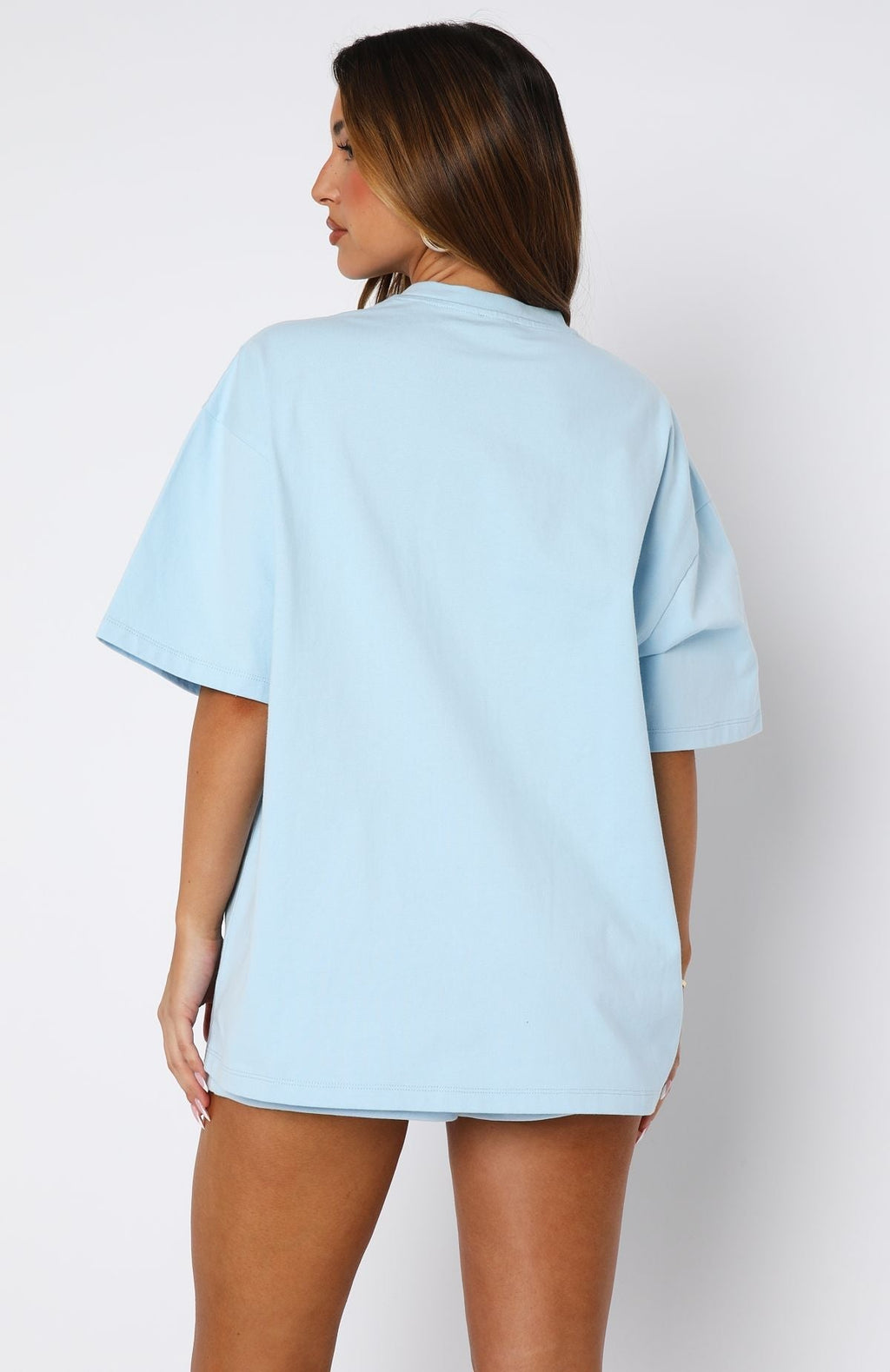 White Fox Ready To Go Oversized Tee Baby Blue