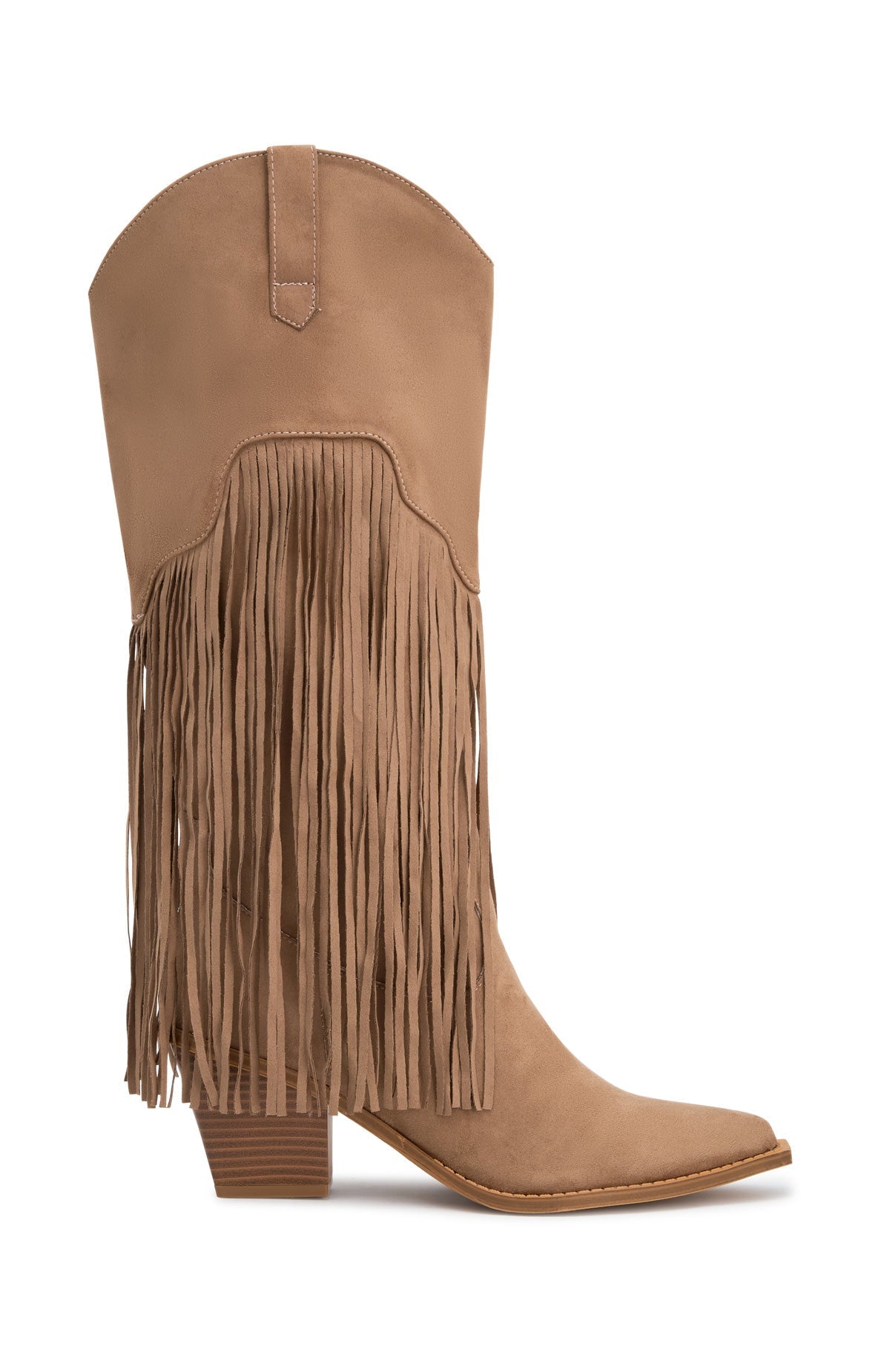 White Fox Iniko Cowboy Boot Taupe Faux Suede