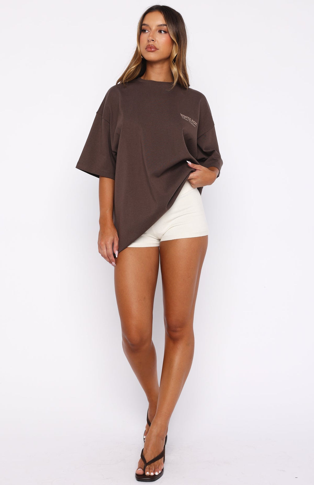 White Fox Having My Way Oversized Tee Chocolate