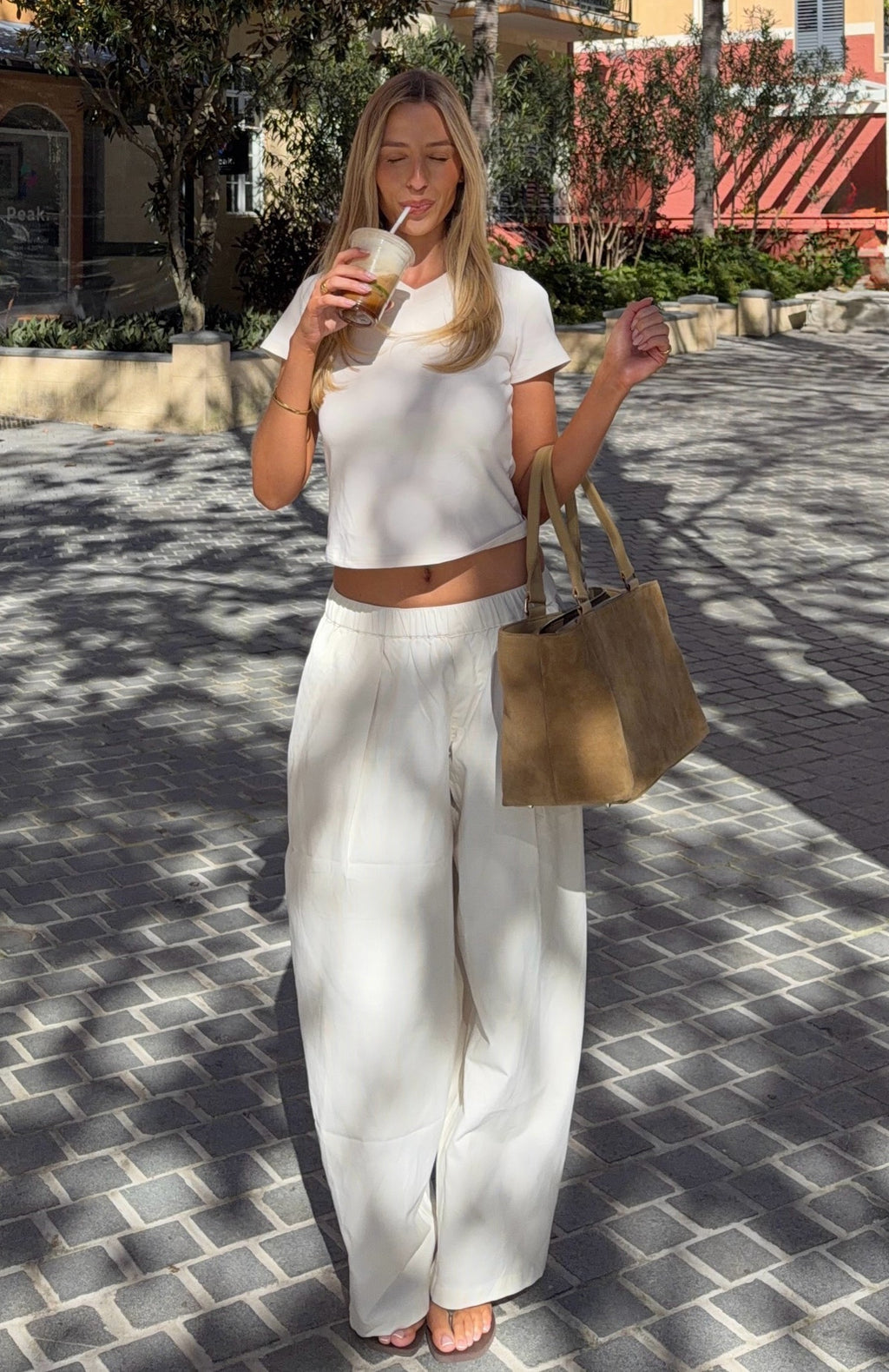 White Fox Out There Somewhere Pants White/Beige Pinstripe