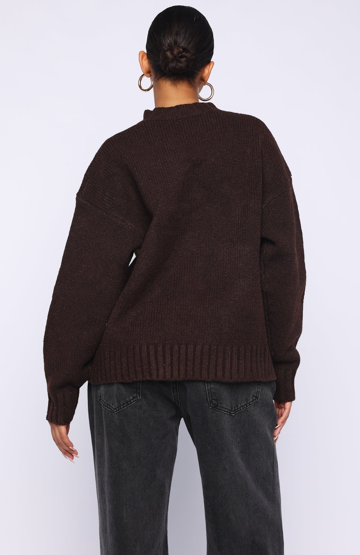 White Fox Apres Ski With Me Knit Sweater Chocolate