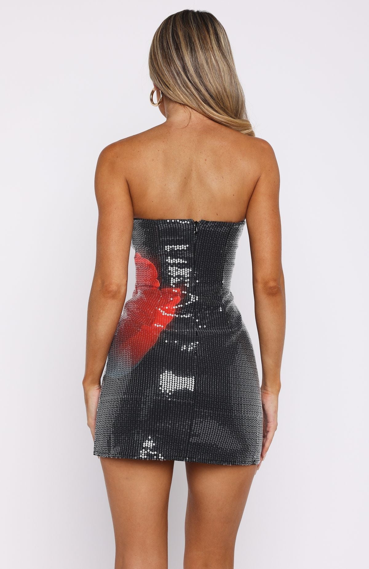 White Fox Make Up My Mind Sequin Mini Dress Midnight Scarlet