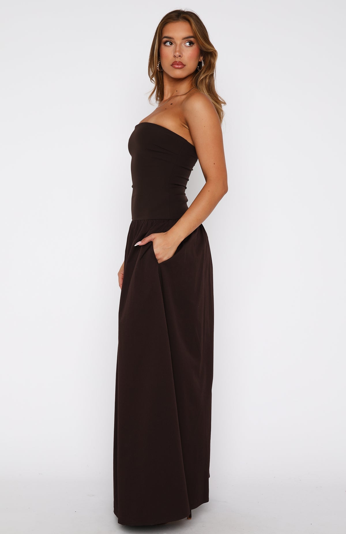 White Fox Take Back Maxi Dress Chocolate