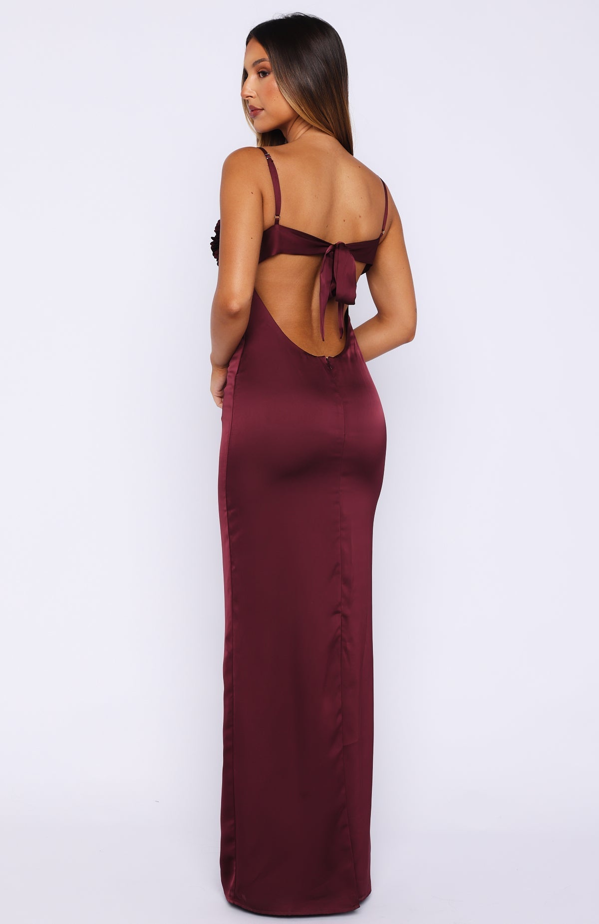 White Fox Sweet Petal Maxi Dress Burgundy