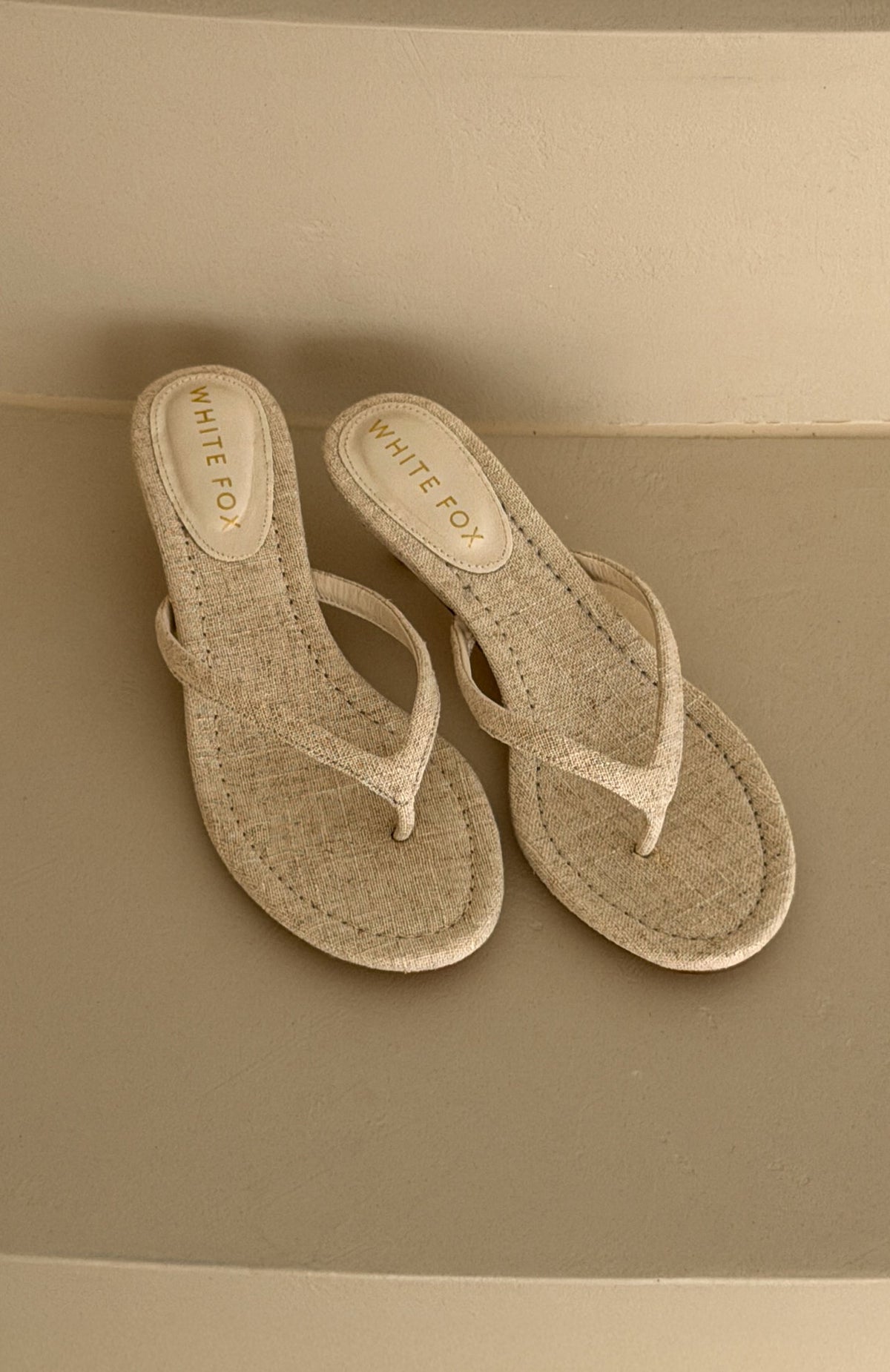 White Fox Orion Thong Kitten Mules Oat