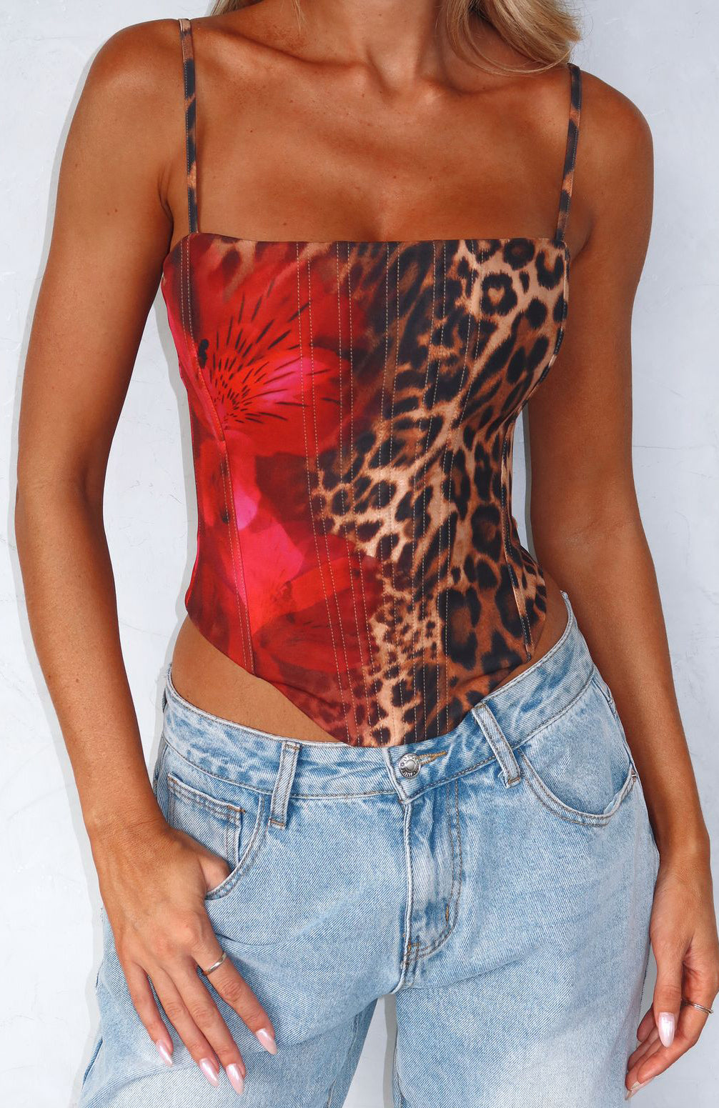 White Fox You'll Be Ok Bustier Leopard Bloom